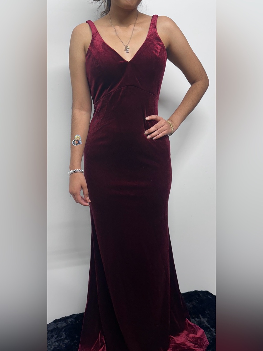 Sequin Hearts Burgundy Velvet Maxi Formal Dress Size 5